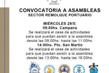 29/5/24 ASAMBLEAS 9Hs CAMPANA 14Hs Pto San Martín