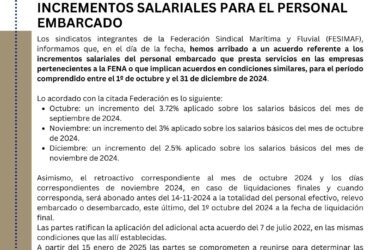 Incrementos salariales del personal embarcado